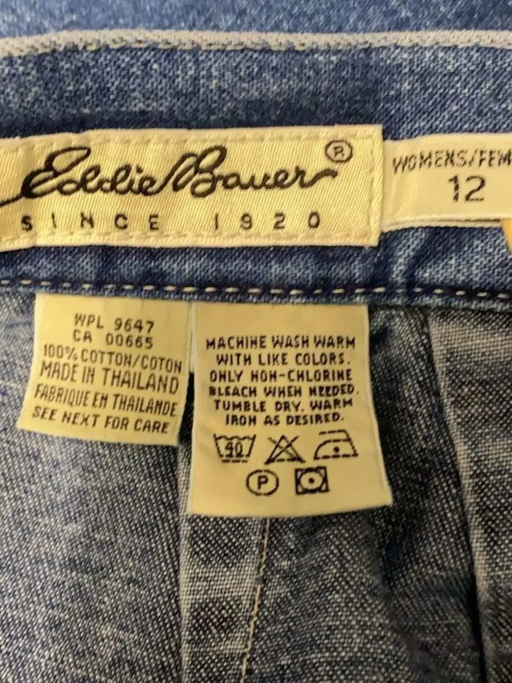 Vintage Eddie Bauer Women's Size 12 Denim Skirt Button Front Blue - Picture 4 of 4